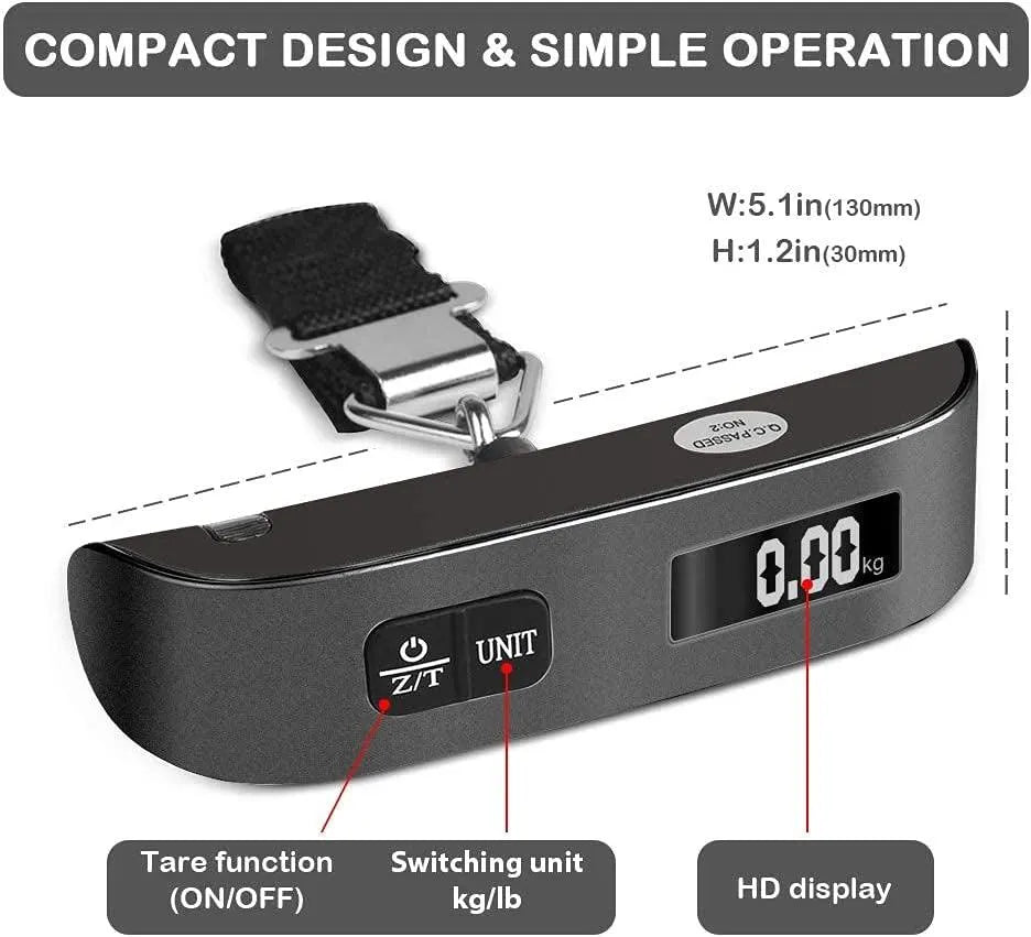 Portable Digital Luggage Scale - 110 lbs Capacity - Jetset Essentials